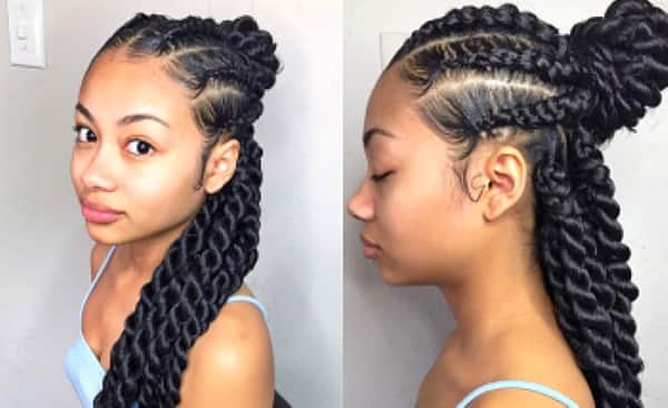 half-up half-down hairstyles for black hair