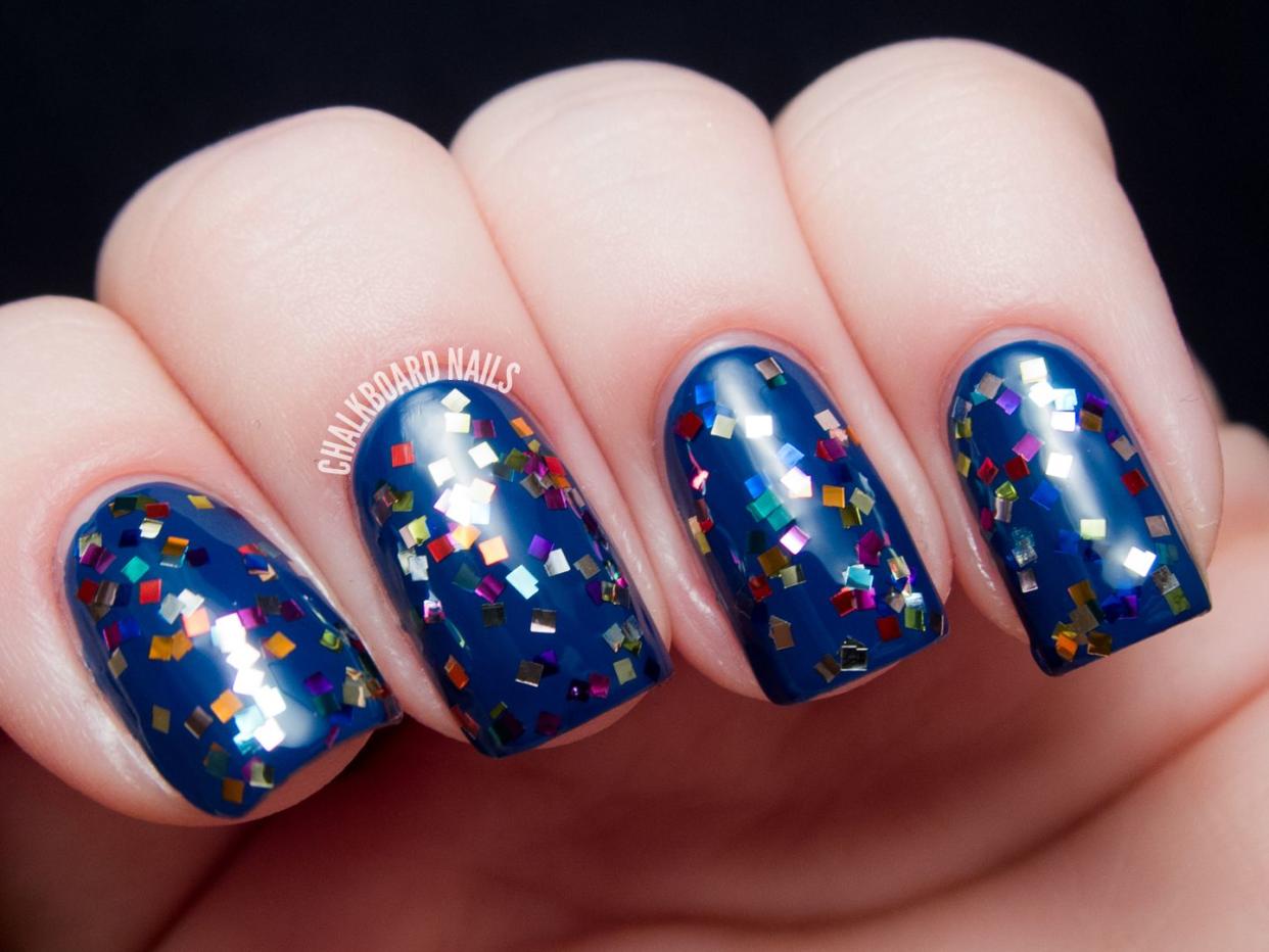 new years eve nail designs blue confetti