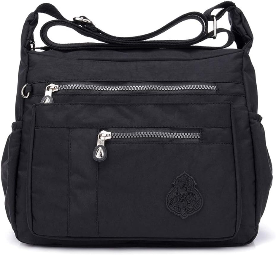 MINTEGRA Crossbody Bag for Women Nylon Waterproof Shoulder Purse Messenger Bag Black.