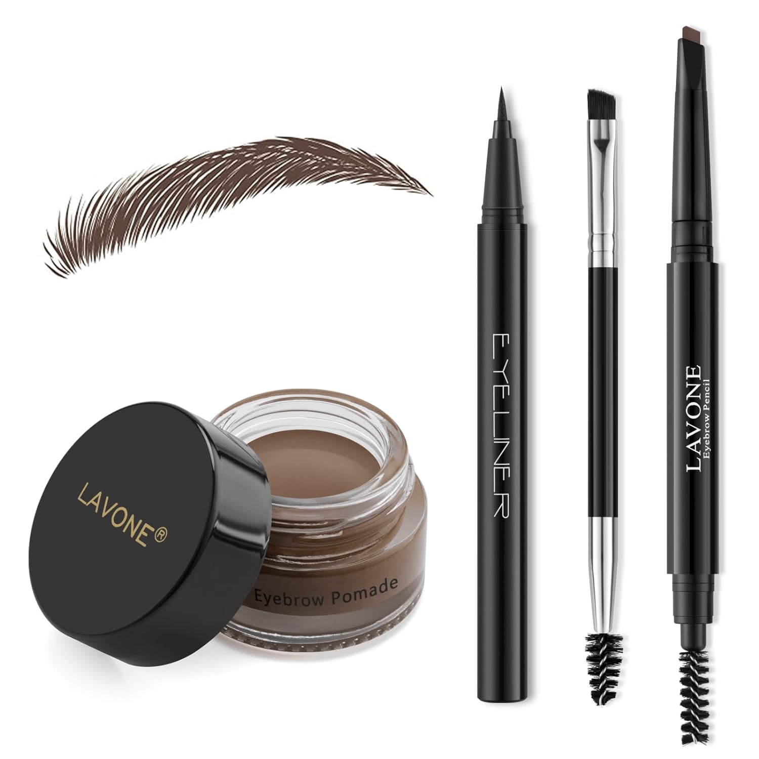 LAVONE Eyebrow Stamp Pencil Kit Dark Brown