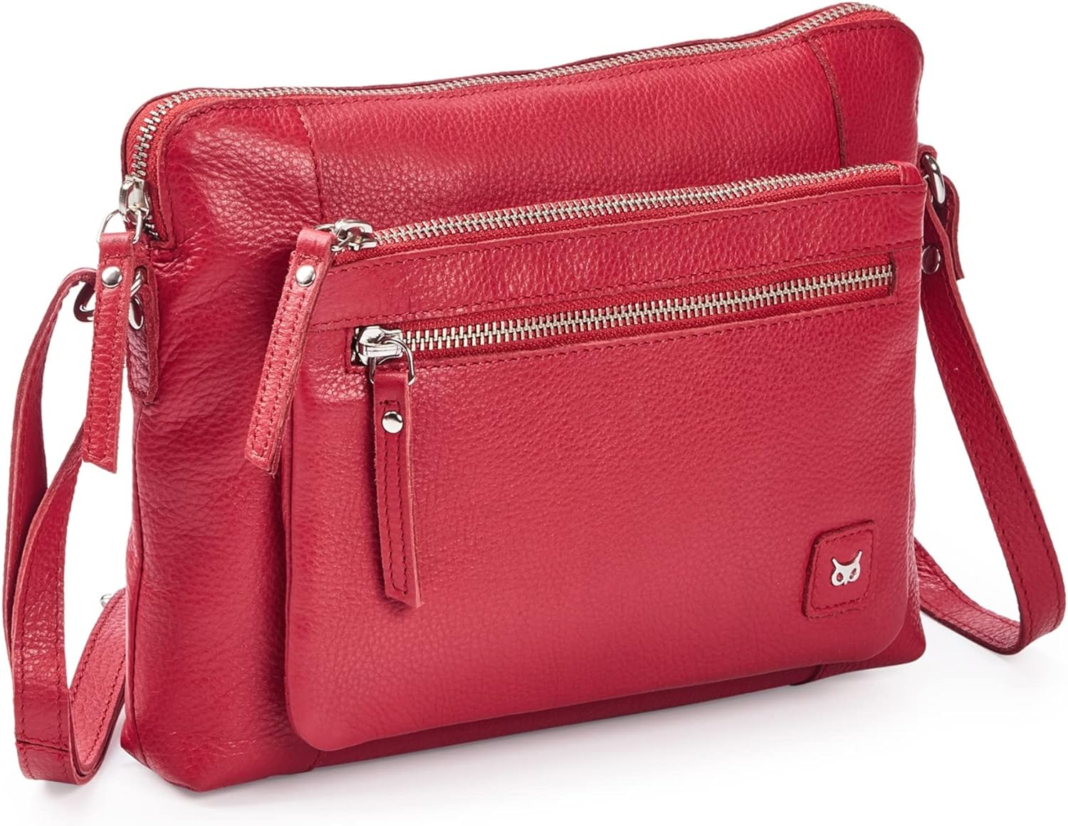 Wise Owl Accessories Red Leather Crossbody Bag