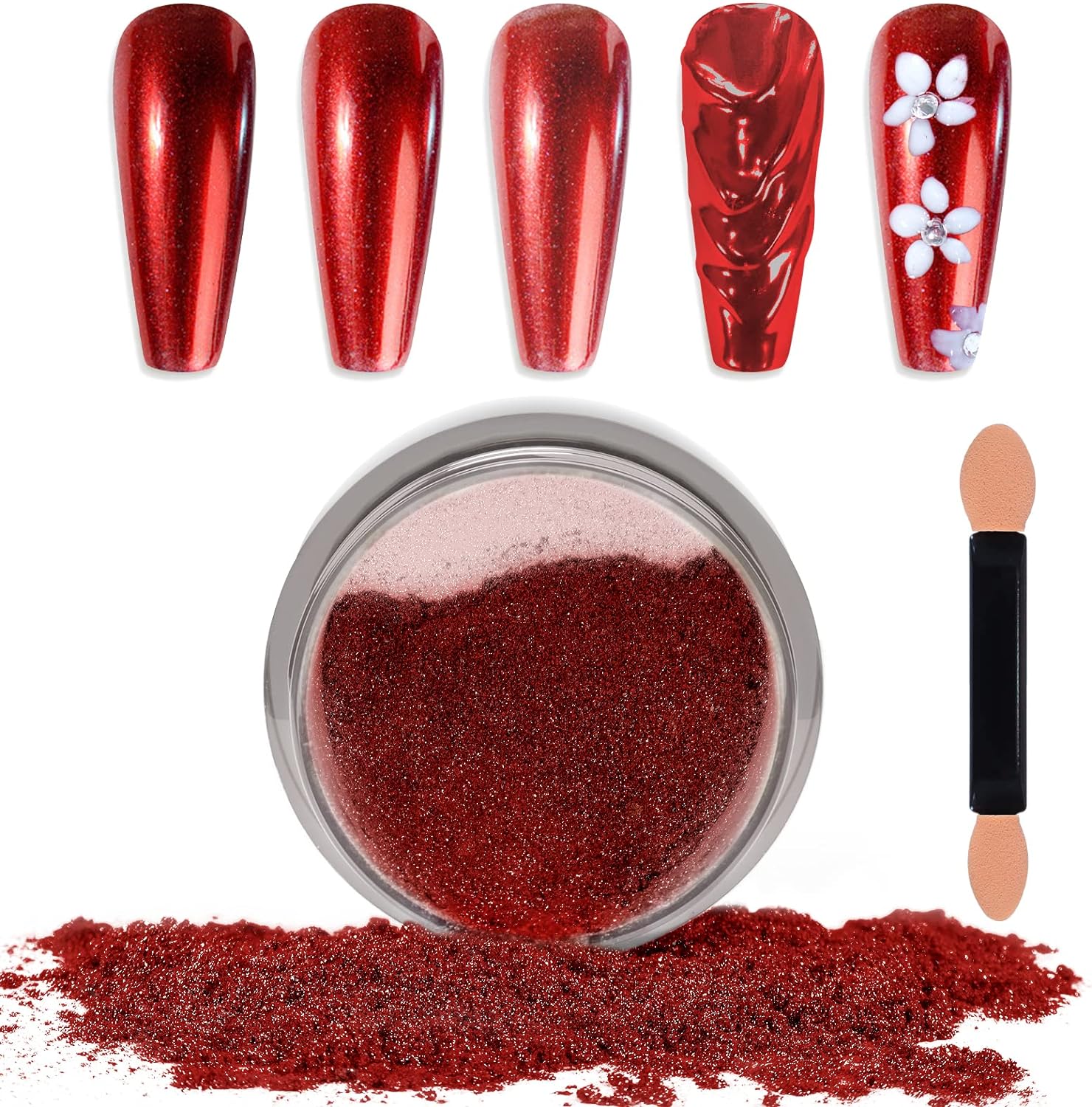 Laza Chrome Nail Powder Red