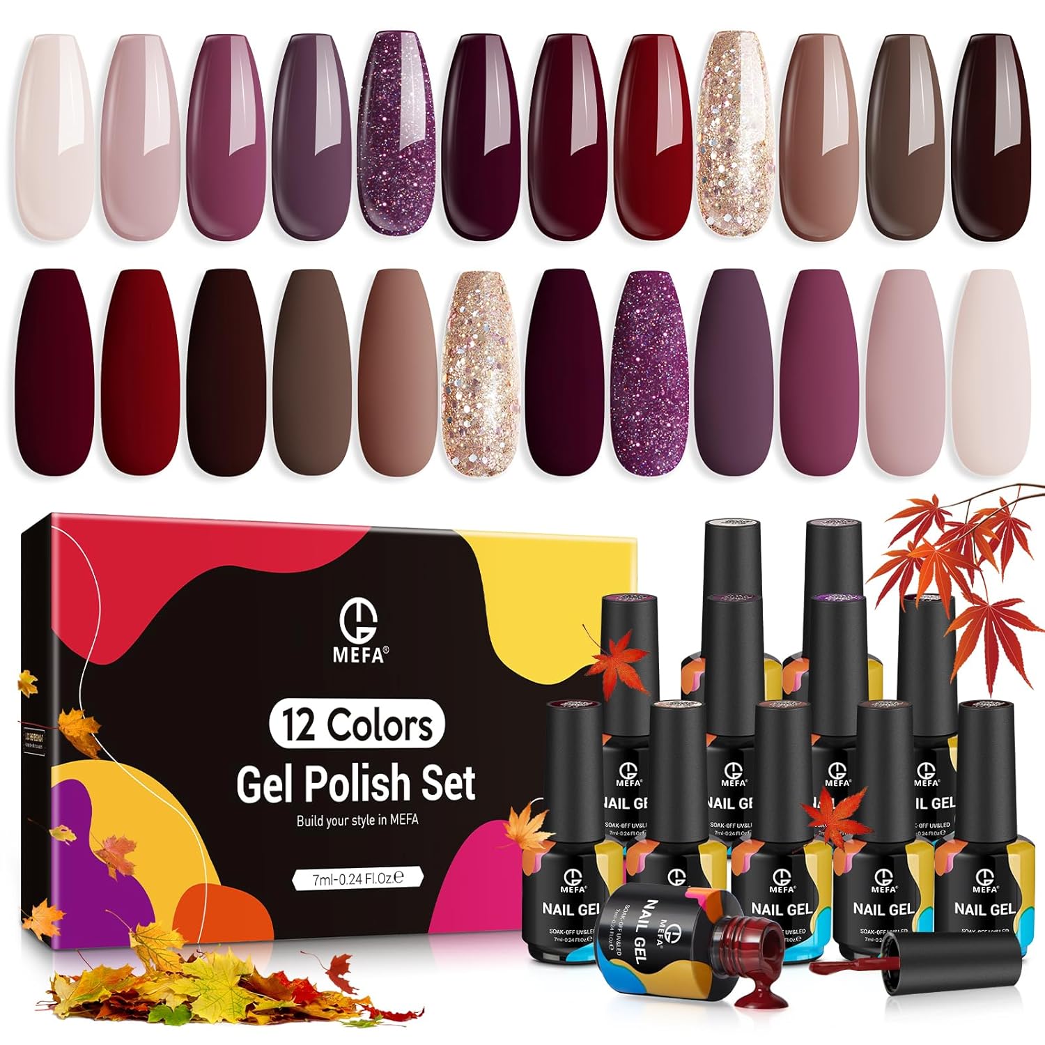 MEFA Gel Nail Polish Set 12 Colors