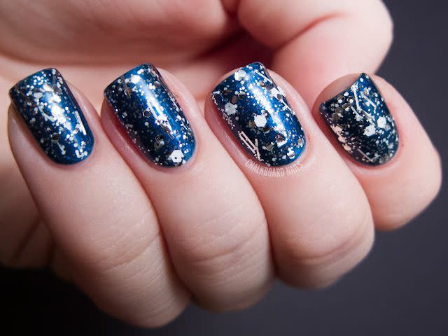 new years eve nail designs blue glitter