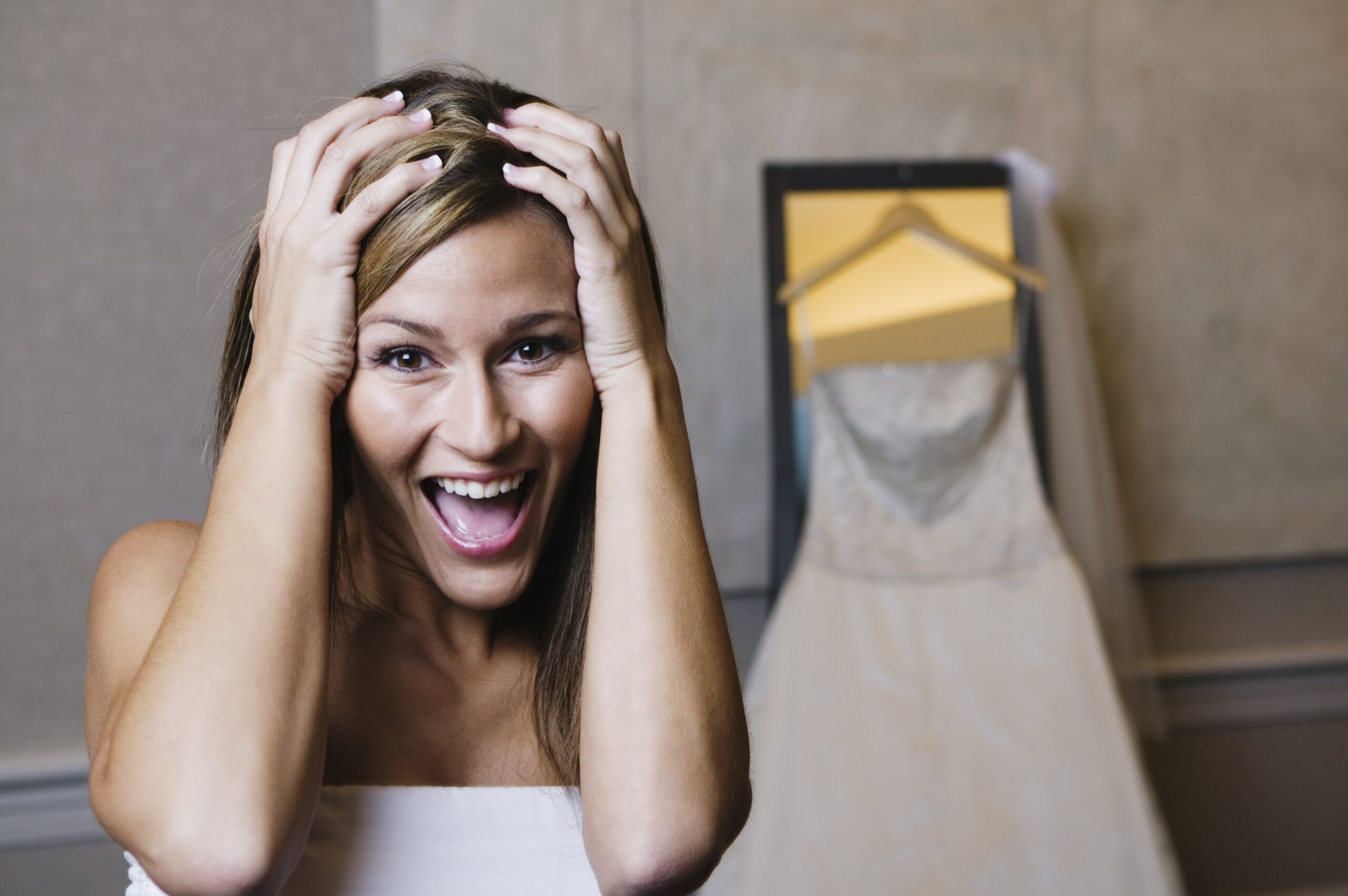 A Canadian bride also had her zip burst - leaving her bra visible as she said her vows