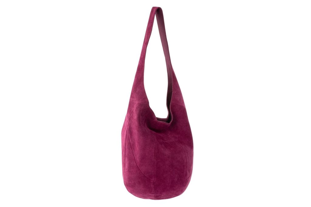 Purple suede sak bag.