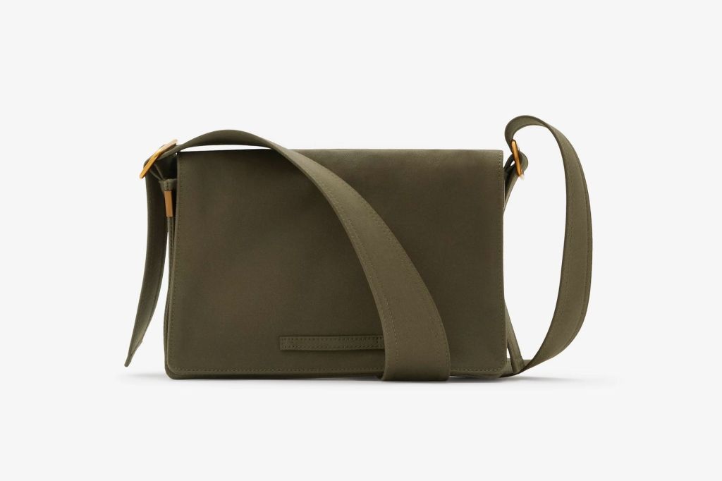 Olive green canvas bag.