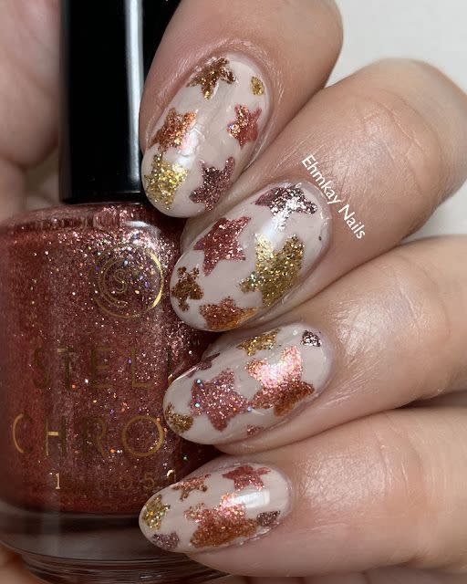 new years eve nail designs metallic stars