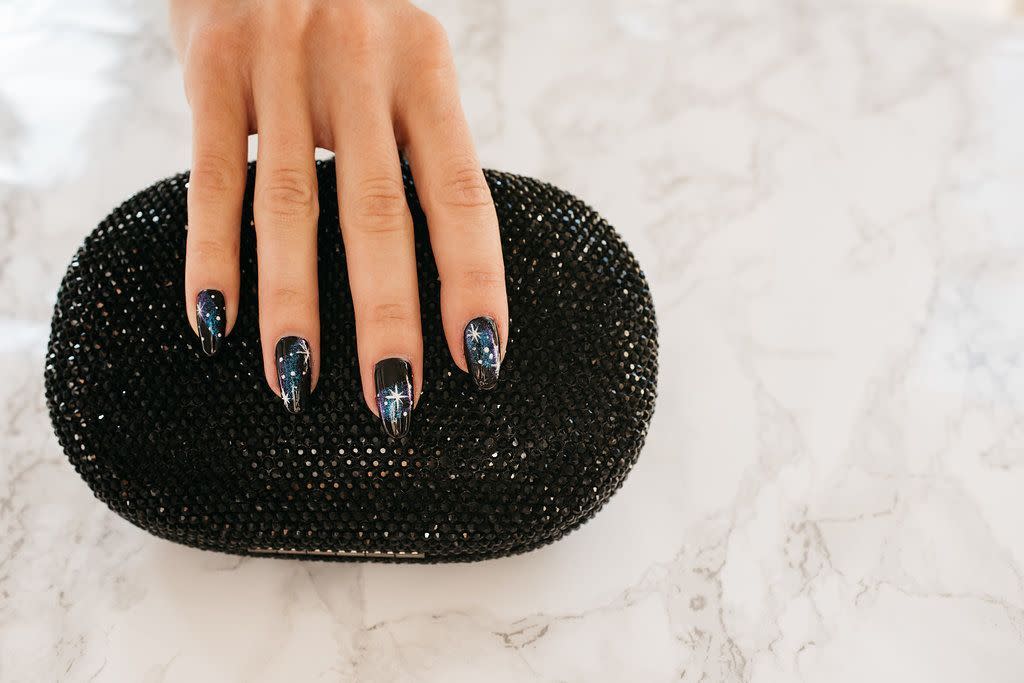 new years eve nail designs metallic galaxy