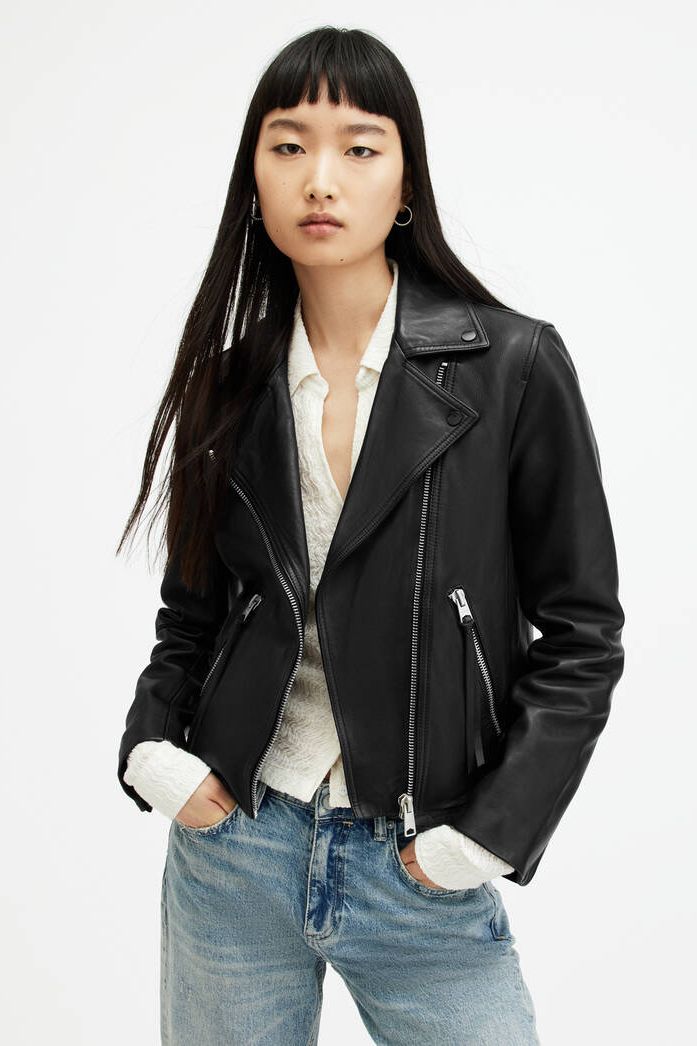 Dalby Slim Fit Leather Biker Jacket