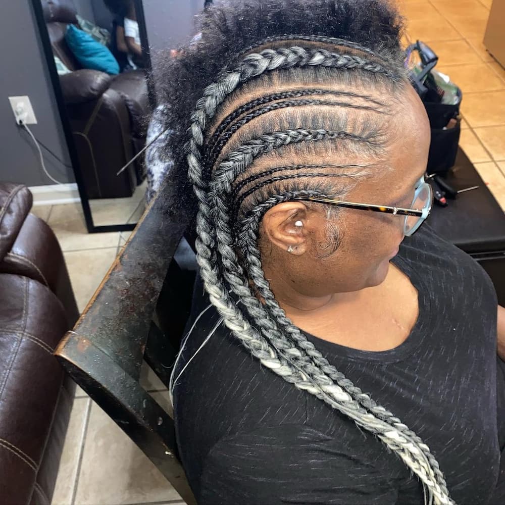 Grey hair braids for over 60