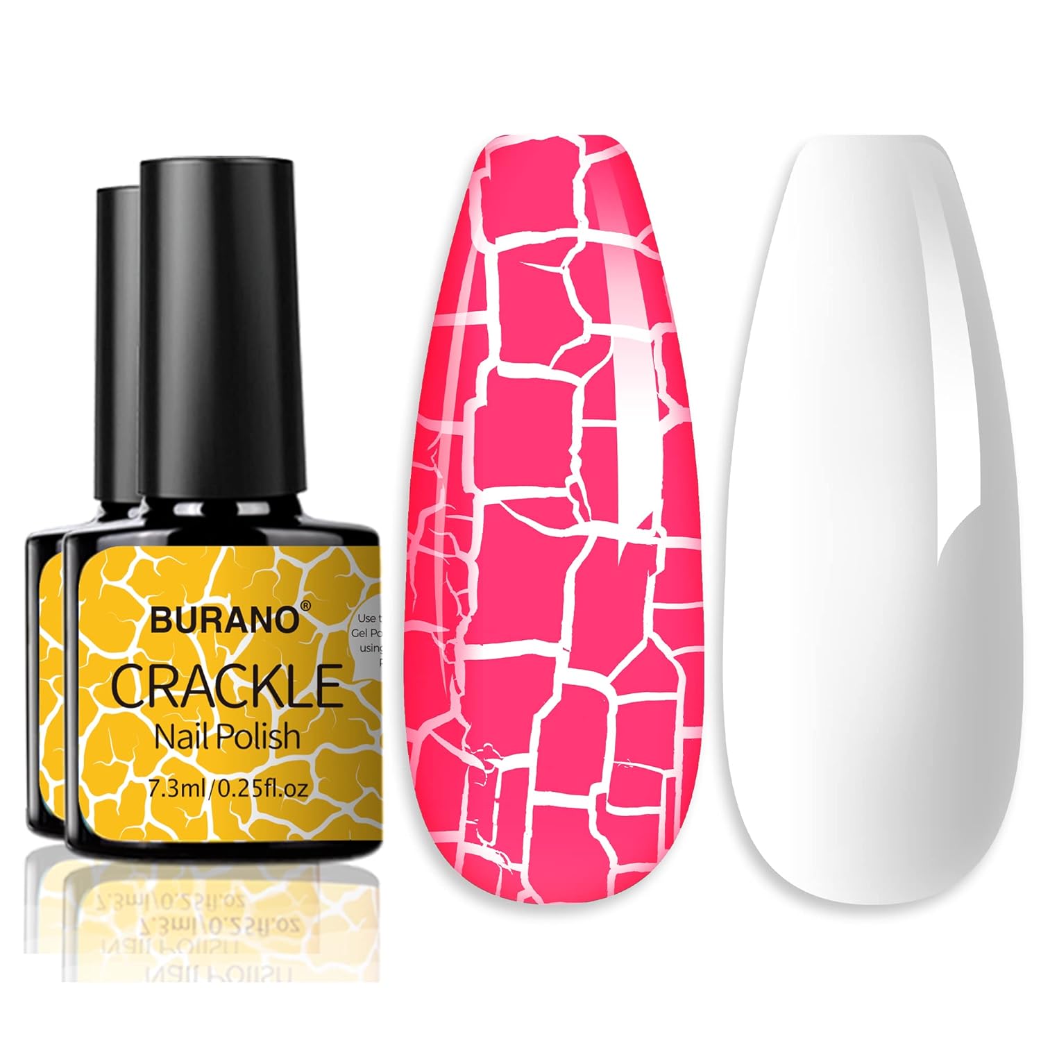 BURANO Gel Crackle Nail Polish Set Black & White.