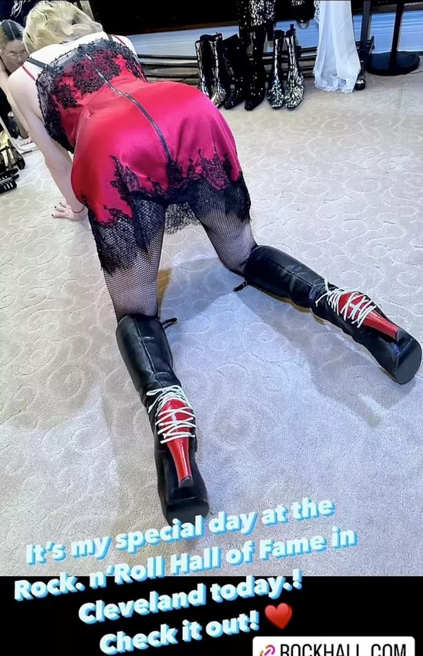 Madonna got on all fours for the bizarre angle