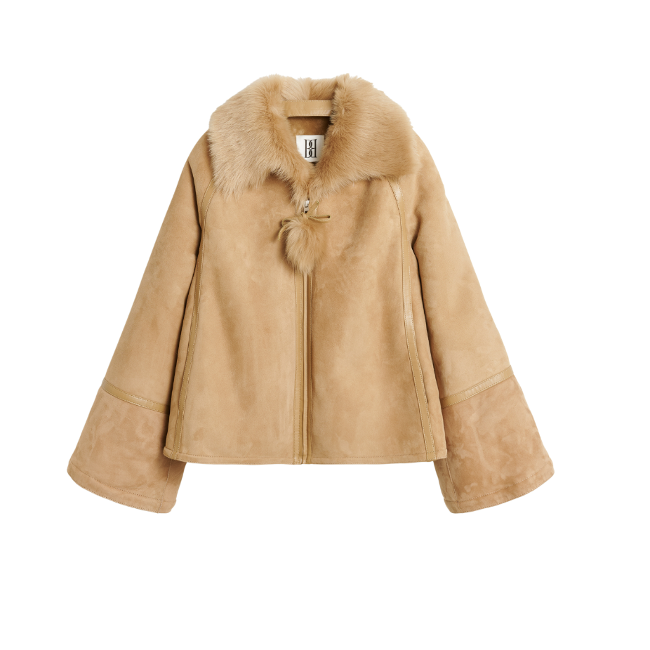 Odellies Fur-Trimmed Shearling Coat