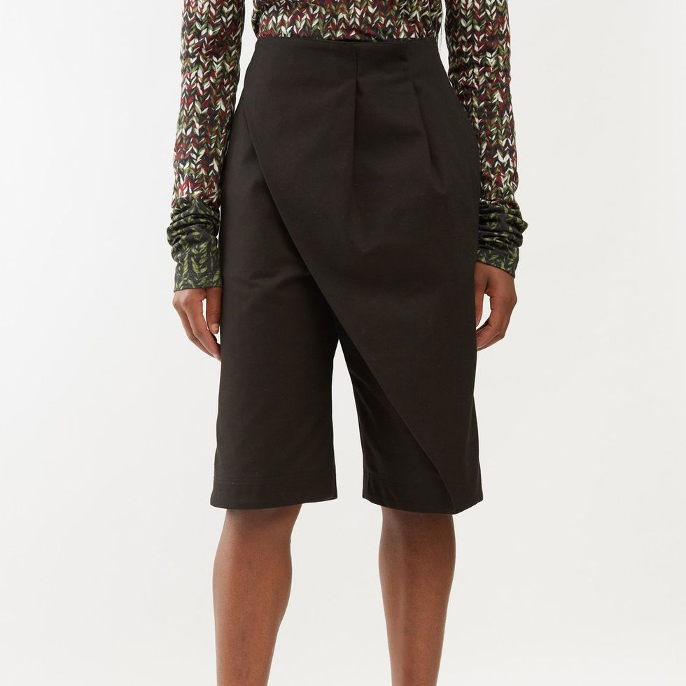 Wrap-Front Cotton-Twill Shorts