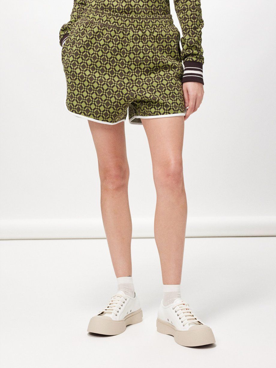 Power Geometric-Jacquard Cotton-Blend Shorts