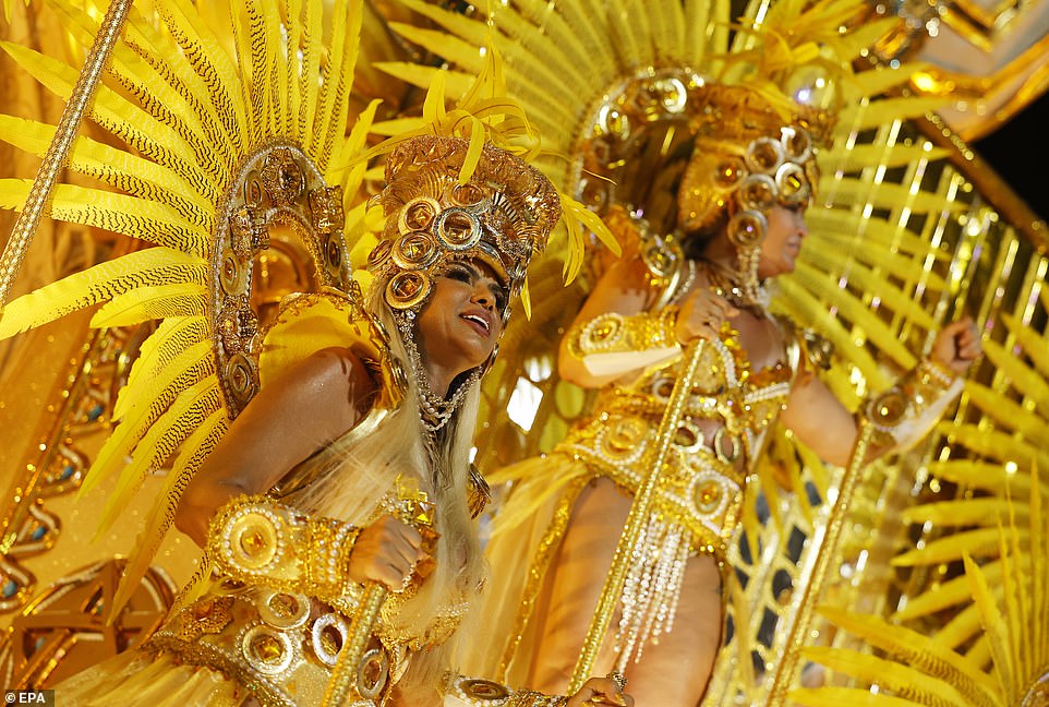 Members of the Unidos da Tijuca samba school parade during the Rio de Janeiro carnival. Invented a century ago by the descendants of African slaves, samba is one of the great symbols of Brazilian popular culture, and of Rio