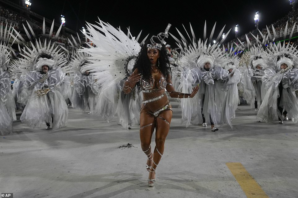 Performers from the Unidos da Tijuca samba school are seen performing in the early hours of Monday