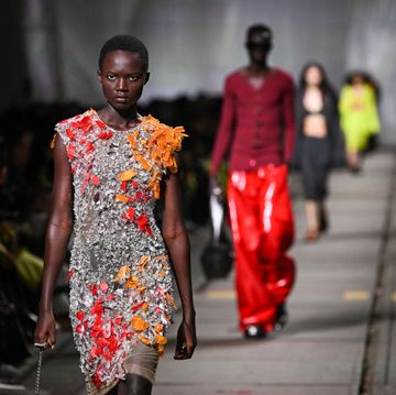 paris, france march 02 editorial use only for non editorial use please seek approval from fashion house a model walks the runway during the alexander mcqueen womenswear fallwinter 2024 2025 show as part of paris fashion week on march 02, 2024 in paris, france photo by yanshan zhanggetty images