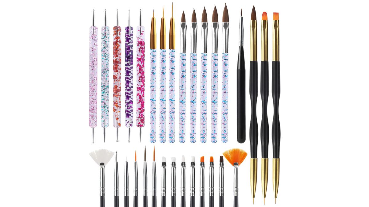 Stock photo of a 31-piece nail art brush set