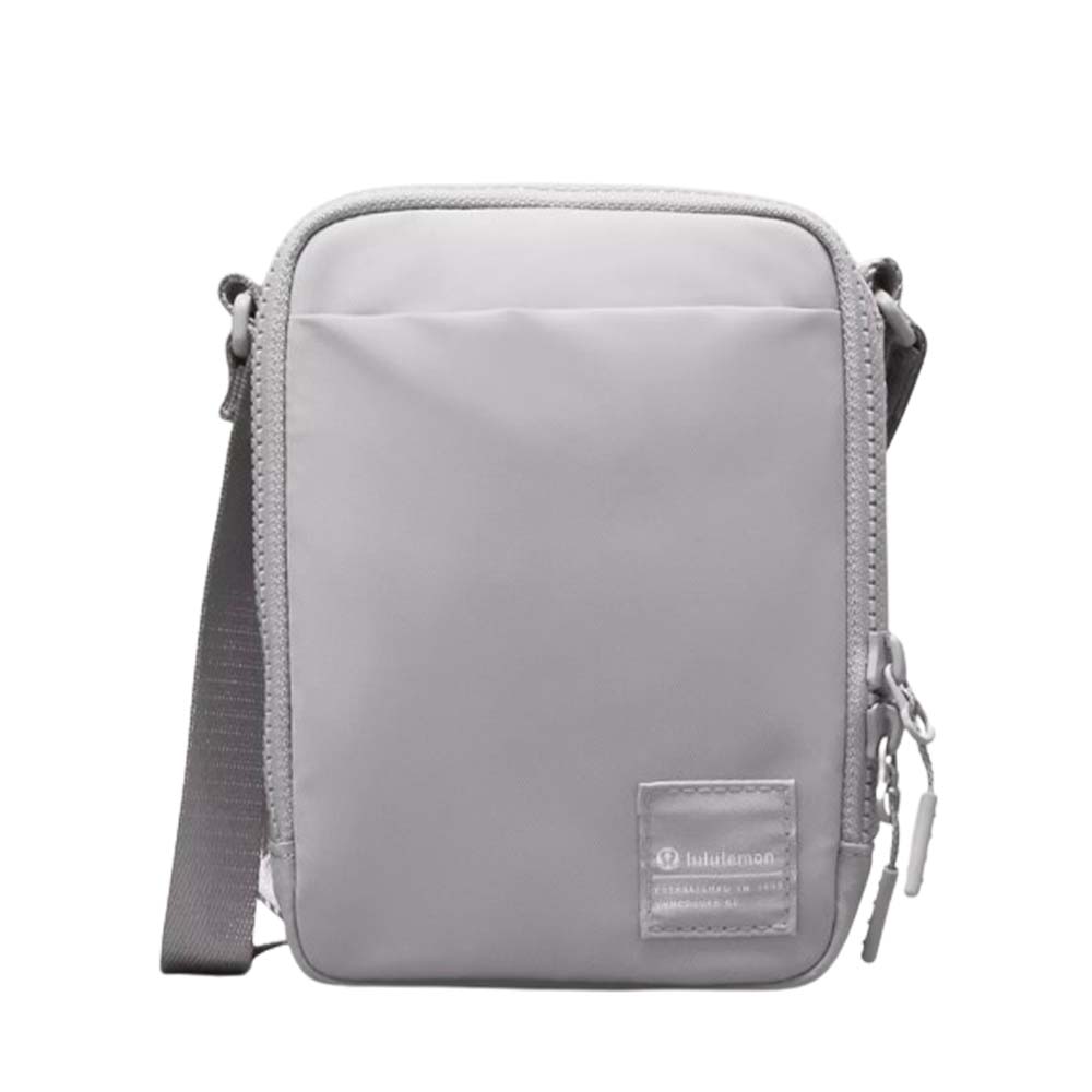 gray nylon phone crossbody bag