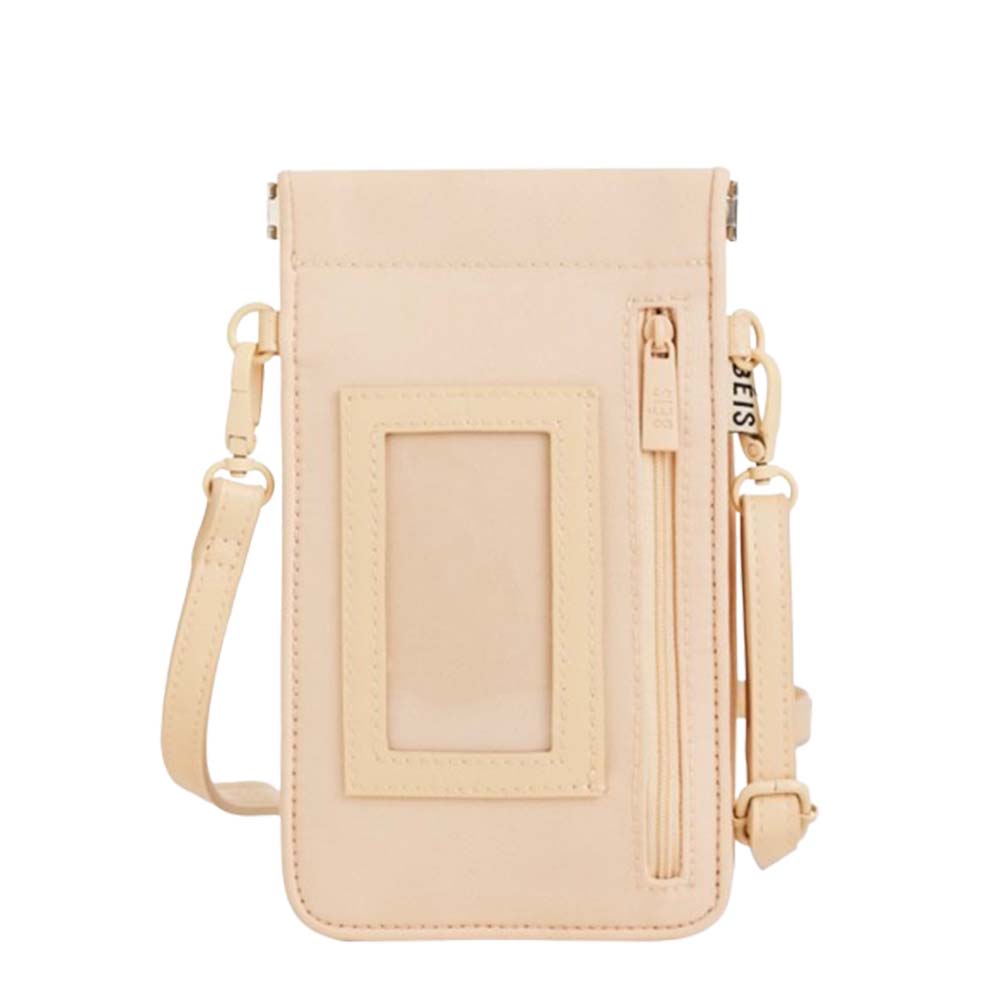 beige phone crossbody bag with ID slot