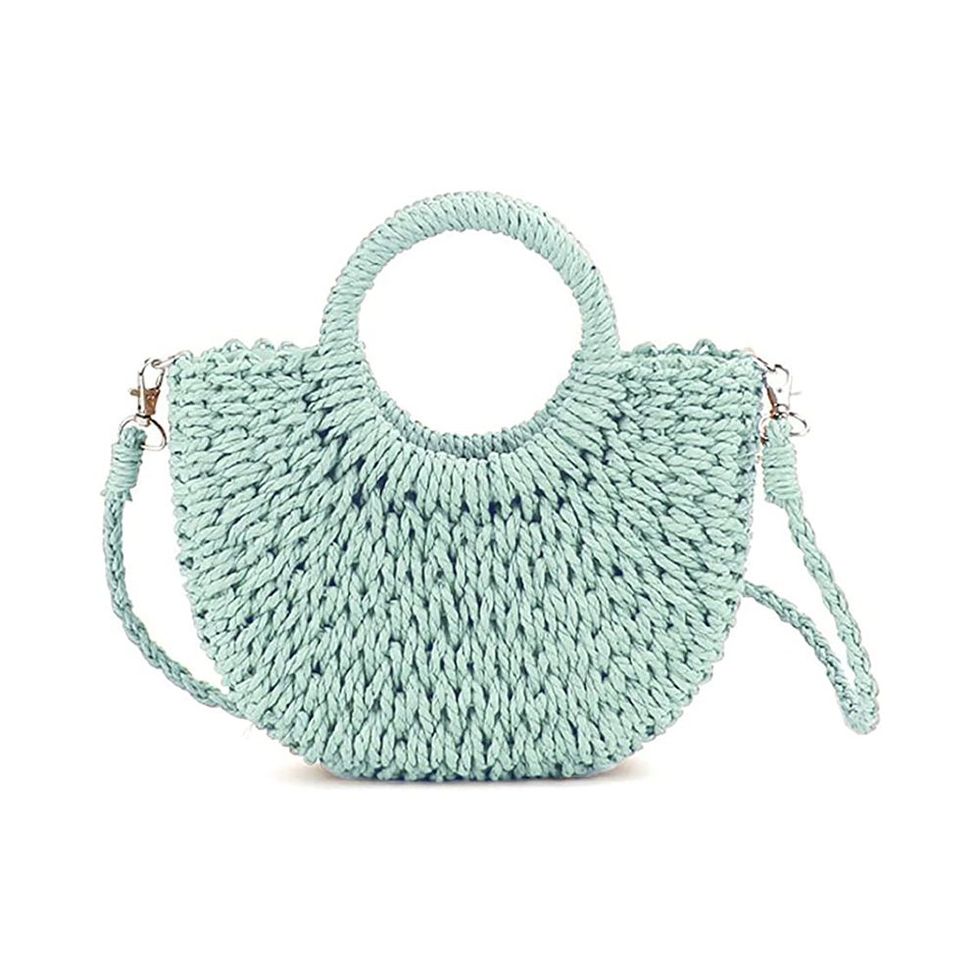 Mini Semi-Circle Rattan Straw Handbag