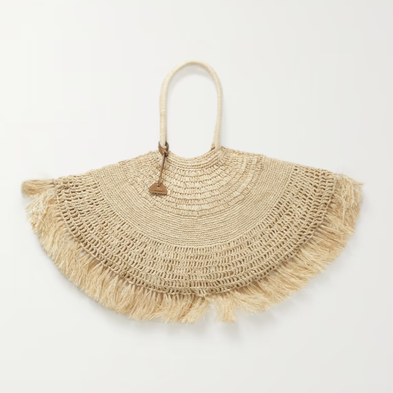 Lucia Fringed Raffia Tote