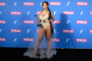 Nicki Minaj attends the 2018 MTV Video Music Awards Press Room at Radio City Music Hall on August 20, 2018 in New York City.