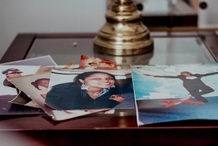 Family snapshots on a table.