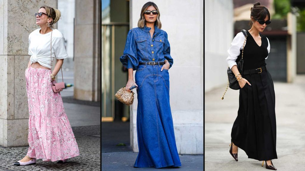 Maxi skirt street style inspiration; 