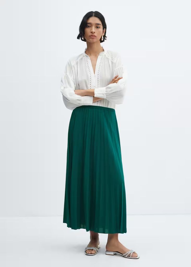 Mango Pleated Maxi Skirt