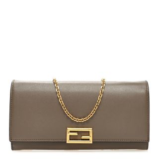 Fendi Vitello Palmellato Continental Wallet on Chain Tartufo