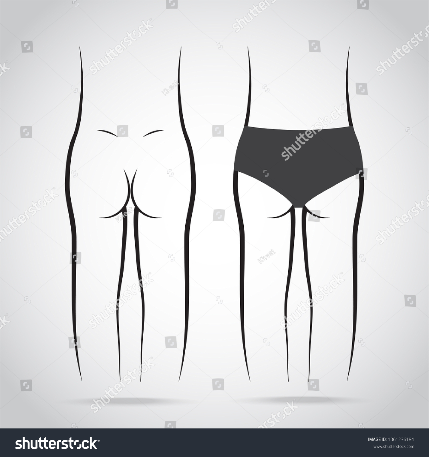 Women Booty with Different Types of Underwear. Stock Vector