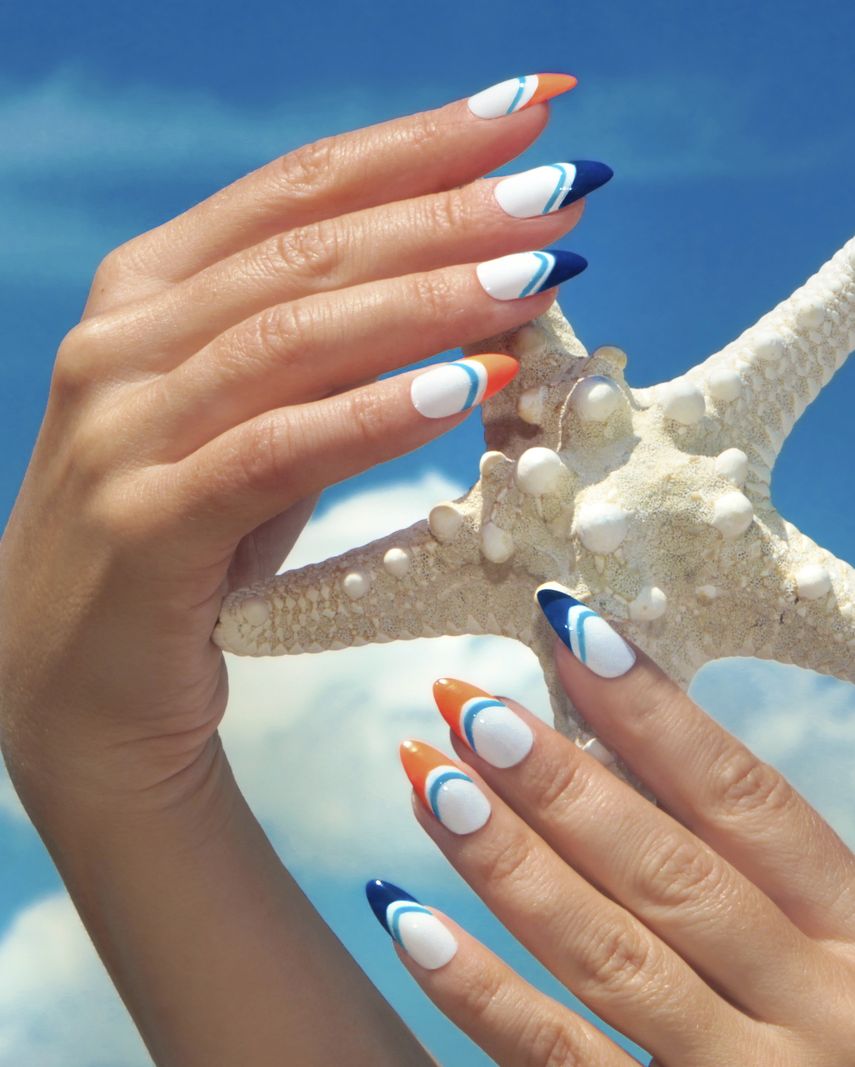 summer nail ideas multicolor french