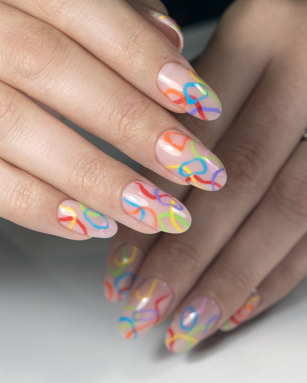 summer nail ideas rainbow abstract nails