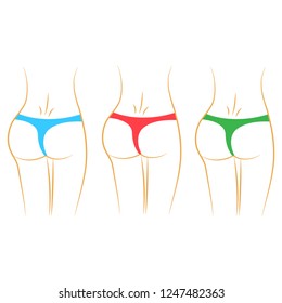 Women Booty with Different Types of Underwear. Stock Vector