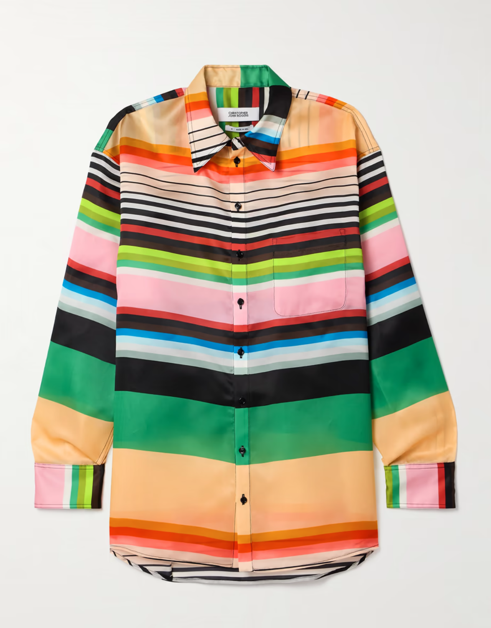 Casette Oversize Striped Silk-Organza Shirt