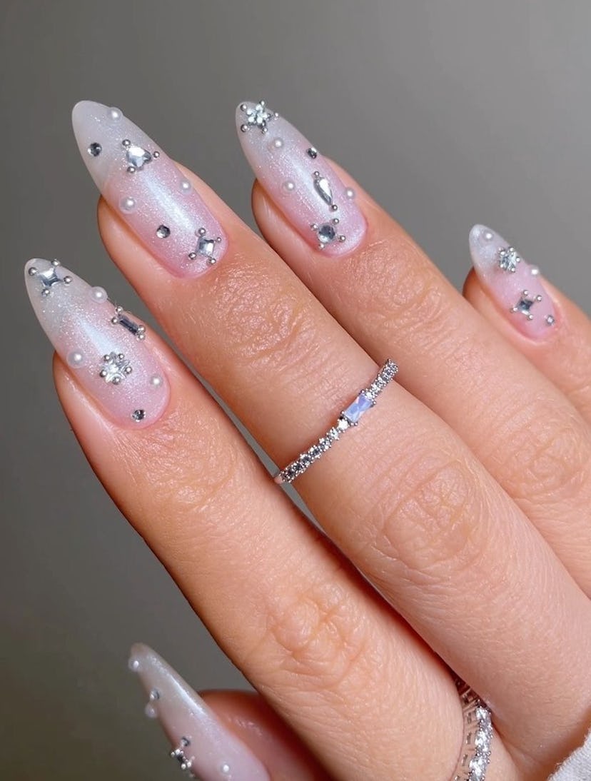 These bedazzled nails are inspired by 'Bridgerton.'