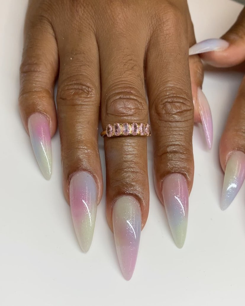 Pastel watercolor nail art is perfect for Gemini season 2024.