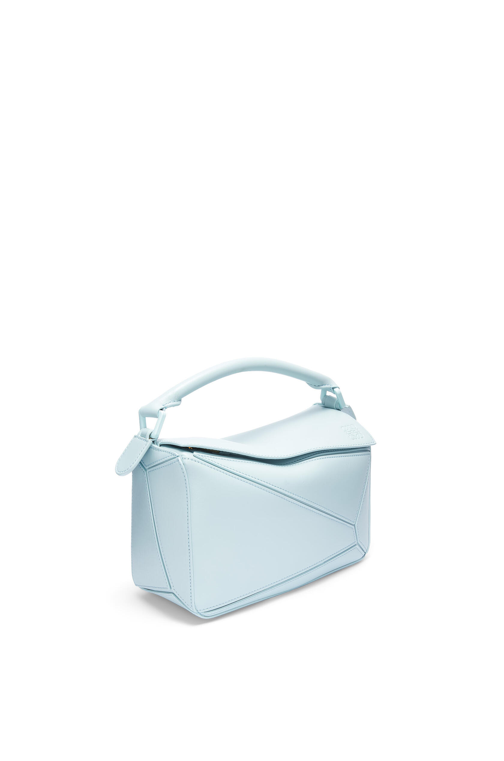 The LOEWE Small Puzzle Bag in Satin Calfskin.