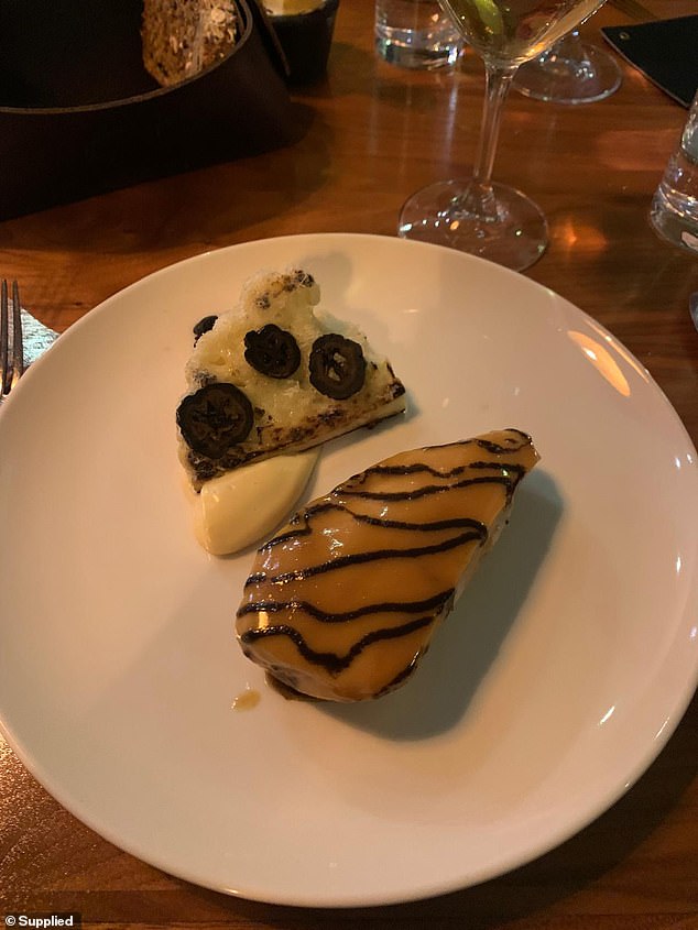 Katherine said since becoming a meat eater, she now has more options for food when she dines out. Above: A chicken dish she ate