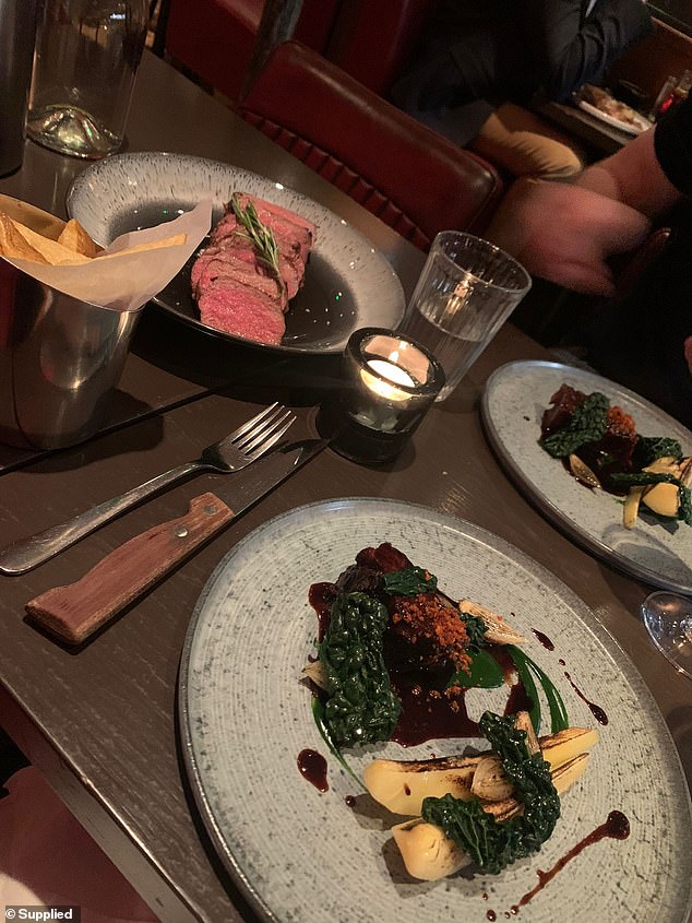 The first meat meal that Katherine tucked into for six years - Ox cheek and a massive steak