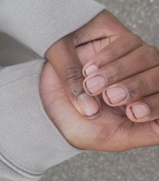 @harrietwestmoreland brown French tip manicure