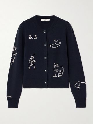 Embroidered Merino Wool Cardigan