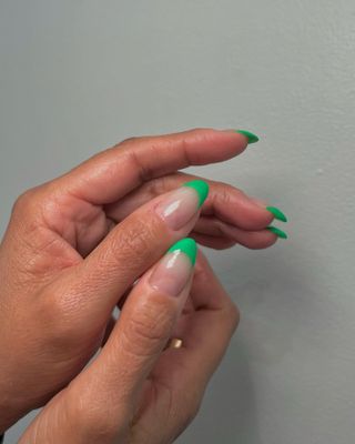 neon green French tip nails