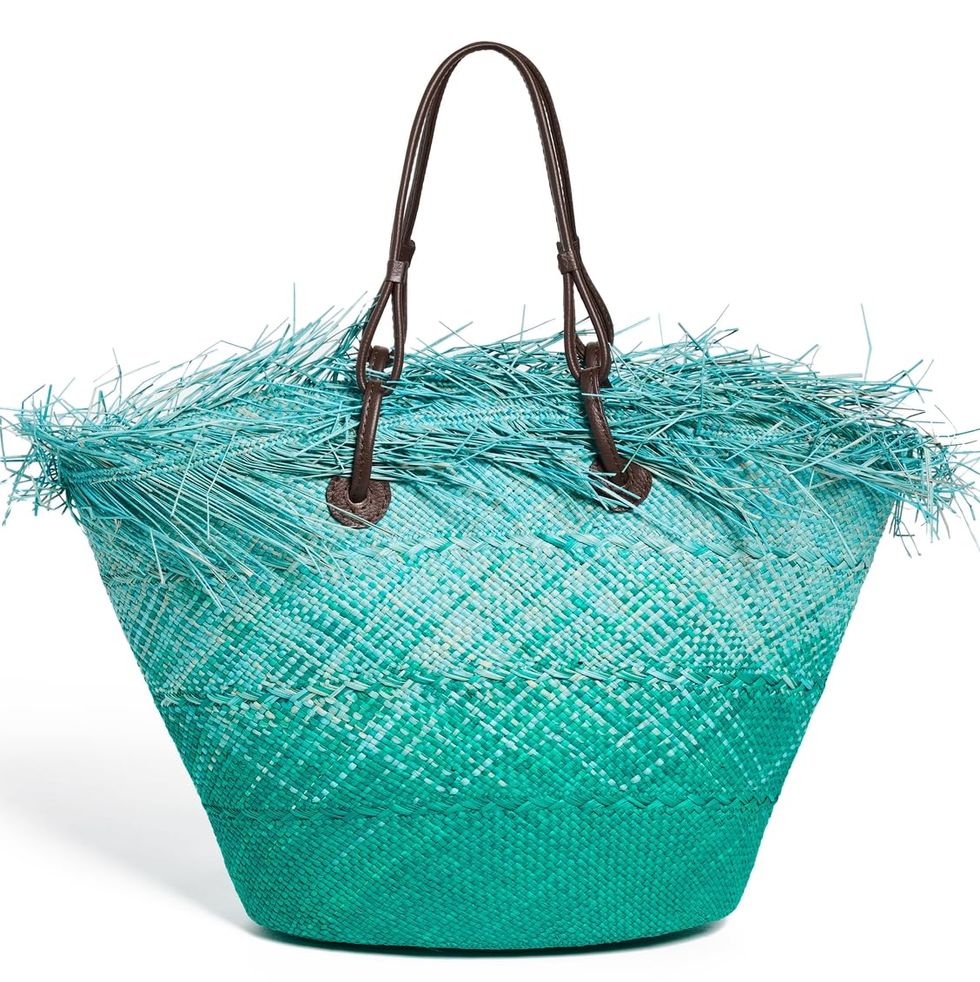 Medium Basket Tote with Frayed Border