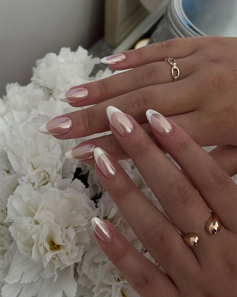 Try chrome French tip nails.