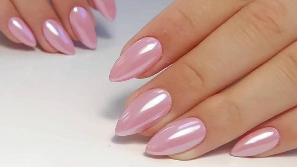 pink chrome nails (summer nail designs)