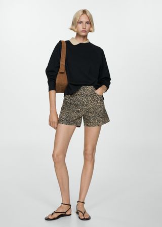 Leopard-Print Straight Shorts